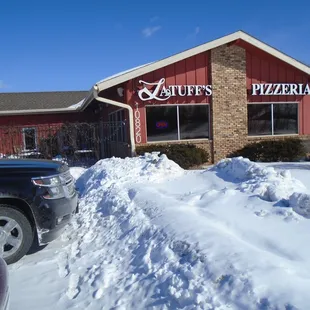 Outside of the restaurant, view looking north.