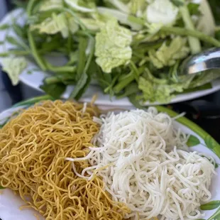 Hot pot order comes with Noodles and veggies