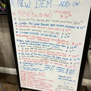 Extra items available that&apos;s not on the physical menu