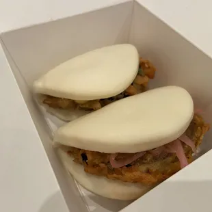 Crispy eggplant bao buns