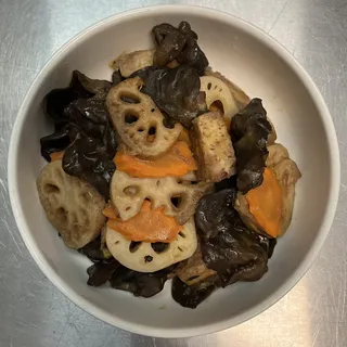 Lotus Root, Cloud Ear Mushroom & Taro Saute'