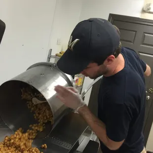 Jack making a batch of caramel corn.