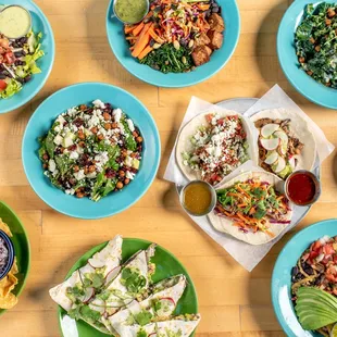 a variety of mexican food dishes