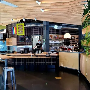 the interior of a cafe