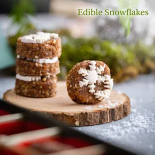 We call this the Edible Snowflakes - Nature's little miracles, recreated by our chefs. These festive "snowflakes" are a bite-sized treat