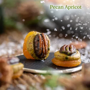 Pecan Apricot - A soft, yet crunchy offering with a caramelized pecan crown, roasted pistachio and apricot.