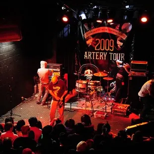 a band performing on stage