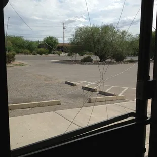 Cracked glass on the front door