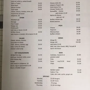 Check out our daily specials always $5 or less