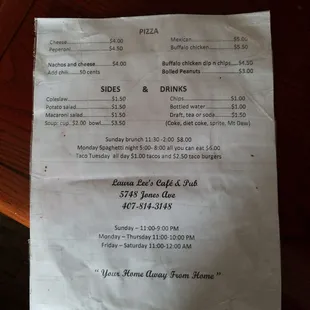 menu