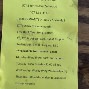 menu