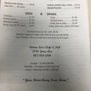 menu