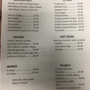 menu
