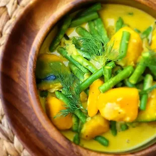 a bowl of vegetable soup