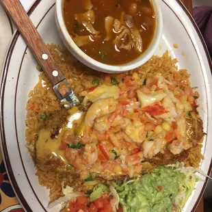 La Canoa / fried eggplant  filled with shrimp