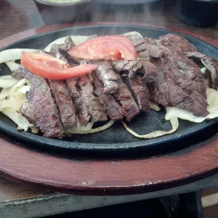 Beef fajitas for one