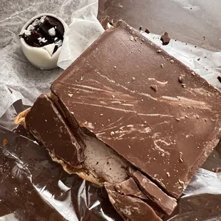 Raspberry truffle with one bite taken, incredibly stale Mississippi mud, just before I threw them out.