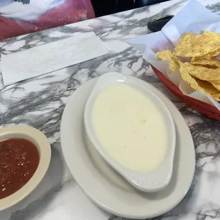 Cheese dip and delicious salsa