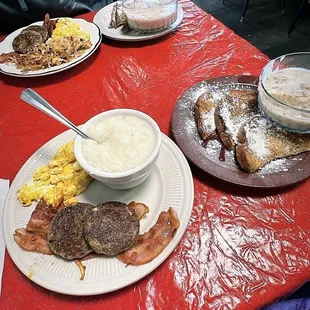 two plates of food on a table