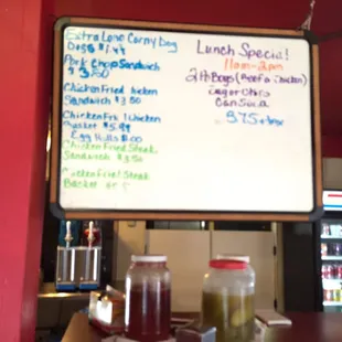 daily specials menu