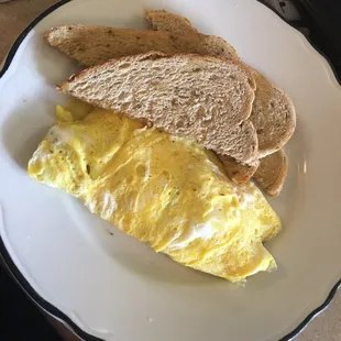 Sausage omelet with rye toast. Nice!