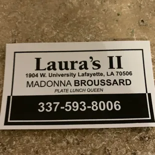 the name of the business card