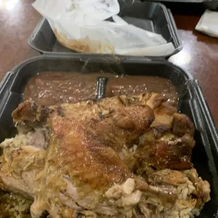 Stuffed turkey wing with red beans and rice