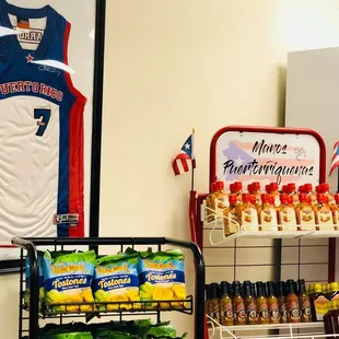 a display of food items