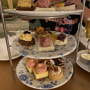 three tiered trays of pastries