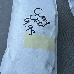 Curry chickens sandwich.  Delicious even after leaving it in the fridge overnight.