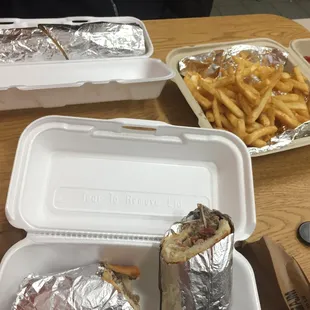 cheese steak with fries