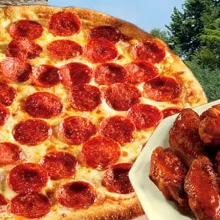 pepperoni pizza at pizza and wings