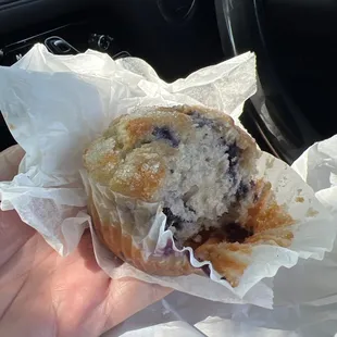 Microwaved refrigerated thawed and at some point in the distant past presumed baked chemically &apos;blueberry muffin&apos;