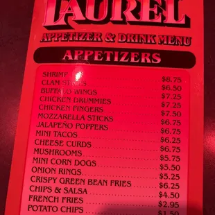menu