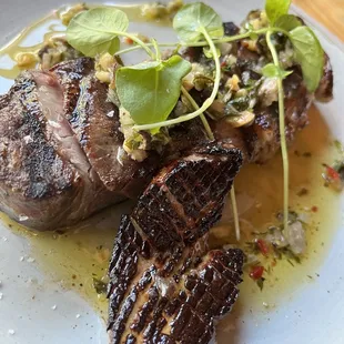 New York steak with foie gras