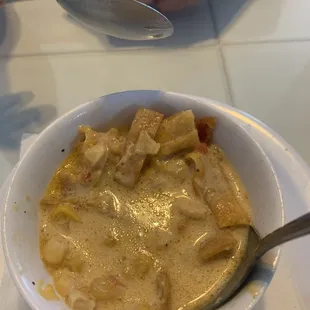 Cheesy chicken tortilla soup. My absolute favorite.