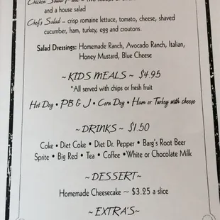 a menu for a restaurant