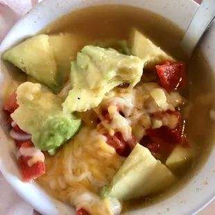 Close up view of Tortilla Soup.