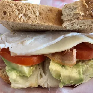Close up view of The Desiree Club half sandwich.