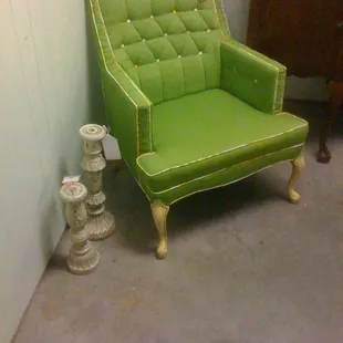 A sellers booth of furniture.