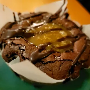 a chocolate cookie with melted butter