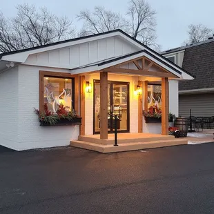 The new building, classy little storefront.