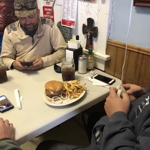 Double cheese burger fresh fries