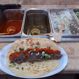 Excellent barbacoa burrito with fantastic red salsa