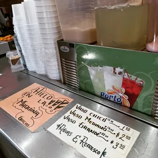 a sign on the counter