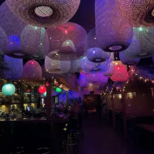a bar with a lot of lights