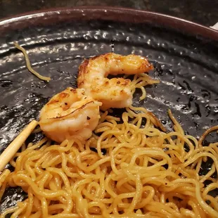 Noodles and shrimp