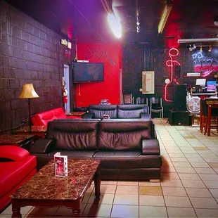 the interior of a bar