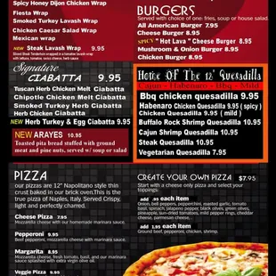 the menu for lava java