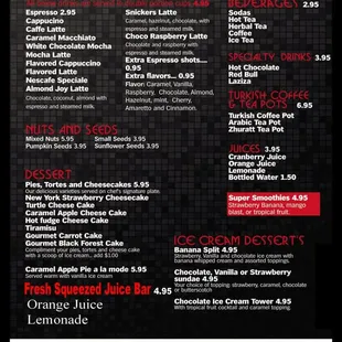 the menu for lava java